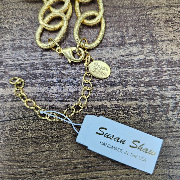 NWT!! Susan Shaw Elizabeth Quartz 24K Plated Gold Chain Necklace - Picture 5 of 7